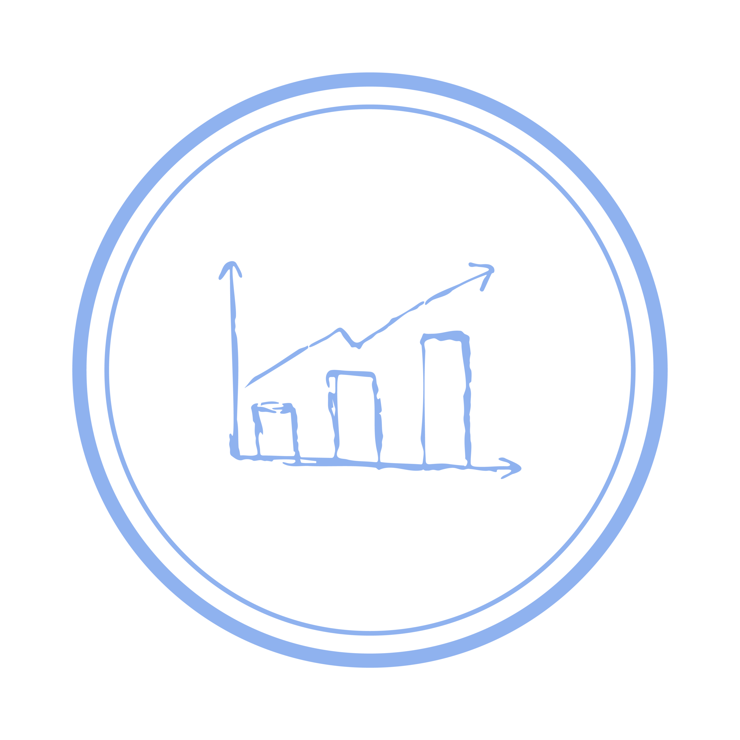 Artboard 1@300x A navy blue hand-drawn illustration depicts a bar graph showing an upward trend.